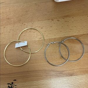 Elegant Gold and Silver Hoop Earrings